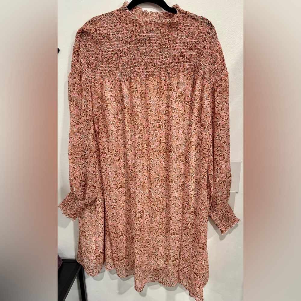 Terra & Sky Pink Floral Smocked Yoke Dress